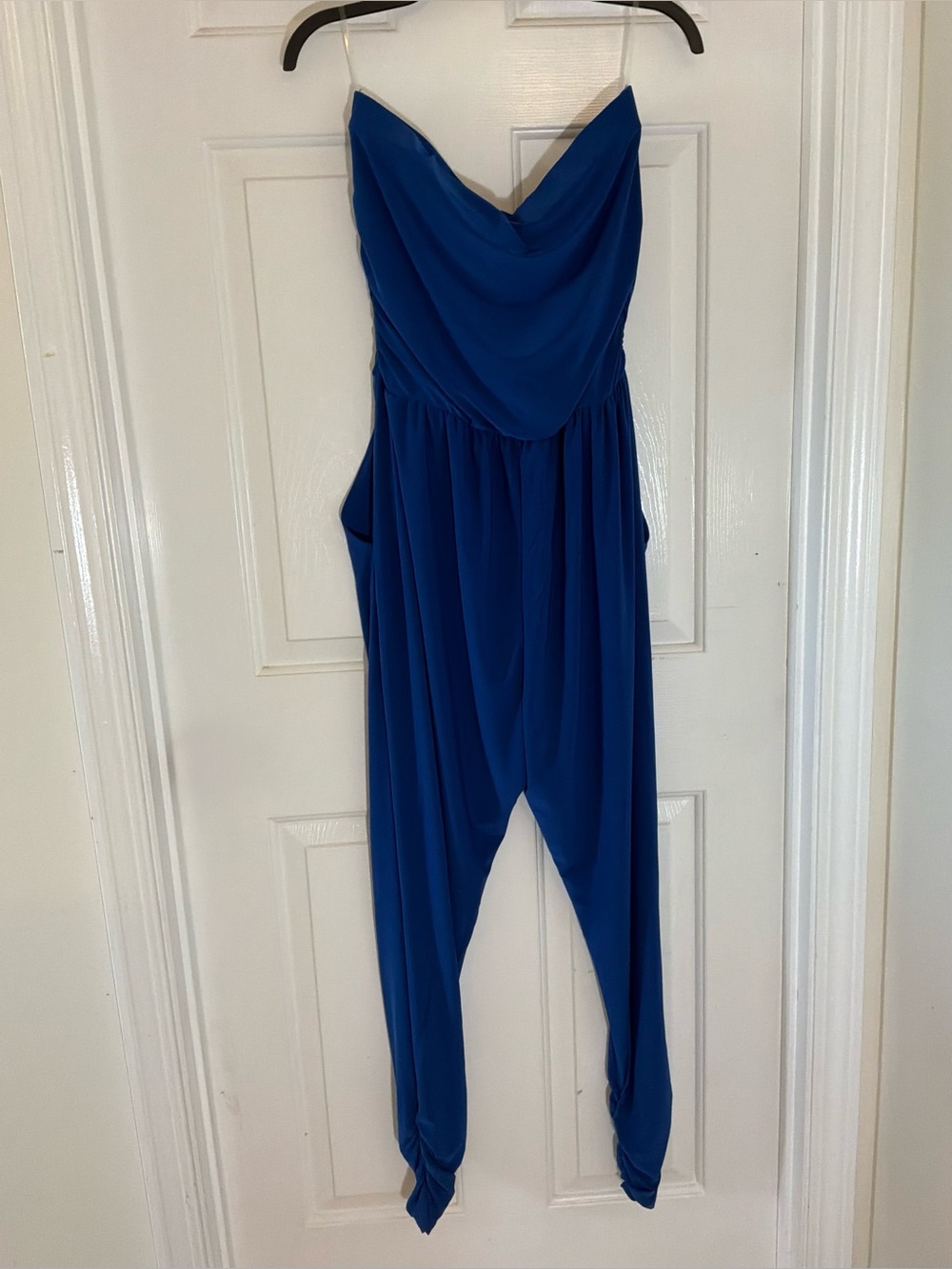 Strapless Cobalt Blue Draped Jumpsuit